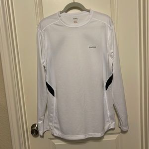 Reebok play performance long sleeve tee. Size large. White with black trim